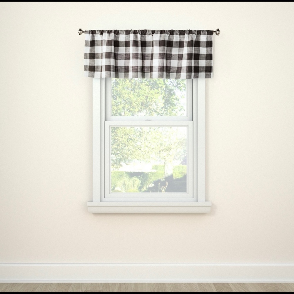 Threshold Window Valance Small Check Gray 15”x54”